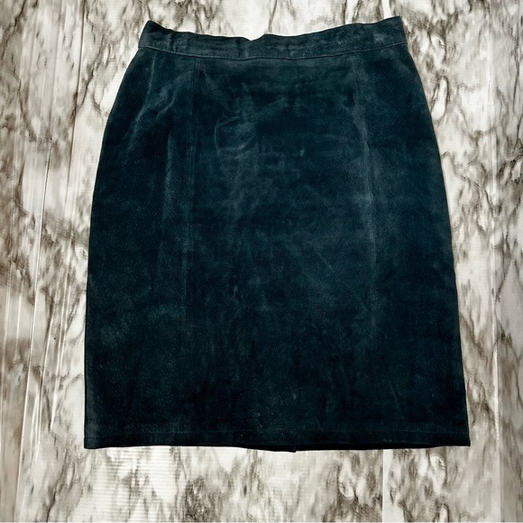 Sarah Taylor Collections 70s 80s Womens Sz 12 Green Suede Skirt Mossy Twilight - Picture 2 of 8